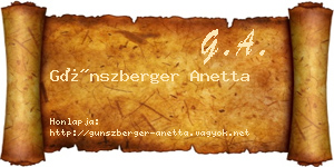Günszberger Anetta névjegykártya